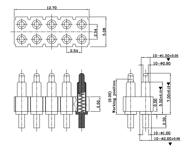 8pins 2 row connector