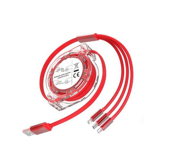 Navíjací kábel na nabíjanie dát tri v jednom